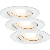Paulmann inbouwspot Nova, set van 3, wit, dimbaar, IP65, 2.700 K dimbaar, wit / opaal, Woon-/ Eetkamer, Aluminium, Modern