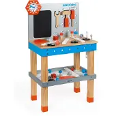 Janod Brico'kids - Werkbank - Magnetische Werkbank, Verstelbaar In Hoogte - Inclusief 40 Accessoires En Een Gebruiksaanwijzing Om Met De Accessoires Een Raceauto Te Maken! - Geschikt Vanaf 3 Jaar