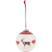 Clayre & Eef Kerstbal wit rood rendier 6CE0736 Winter & Kerst Clayre & Eef
