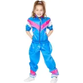 Vegaoo - Blauw trainingspakkostuum uit de jaren 80 voor meisjes