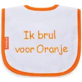 Funnies - Slab - slabbetje - met tekst - Ik brul voor Oranje - oranje - wit - baby