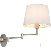 QAZQA Wandlamp staal met witte kap en verstelbare arm - Ladas
