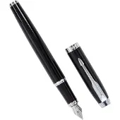 Parker IM vulpen - medium punt - blauwe inkt - zwarte lak met chroom detail - incl. geschenkdoos