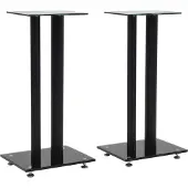 vidaXL Speakerstandaarden zuil-ontwerp gehard glas zwart 2 st