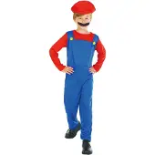 Vegaoo - Rood en blauw videogame loodgieter kostuum voor jongens