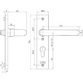 Nemef 3252 FP Rs Beslag kortschild afgerond | D kruk-knop | beslagset | geveerd | krukstift 8mm | F1 aluminium | PC55-PC55 | draairichting rechts - 9325206551