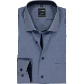 Olymp modern fit overhemd blauw structuur non iron