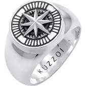 KUZZOI Ring 'Kompass' antraciet / zilver