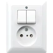 JUNG AS500 Alpin Wit Combinatieschakelaar en Contactdoos - AS5545EUWW
