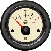 VETUS Oil Pressure Gauge 12-24v Zilver 52 mm