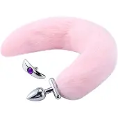 None Buttplug met staart op losse schroef - roze