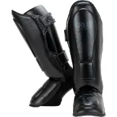 Super Pro Combat Gear Lederen Scheenbeschermer Guardian Zwart Medium