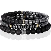 Memphis kralen armbanden Set Agaat Hematiet Zwart