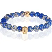Memphis Blauwe kralen armband Natuursteen Doodshoofd