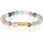 Memphis Kralen armband Frosted Amazoniet Tibetaanse kraal Goudkleurig
