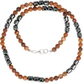 Memphis Kralenketting heren Bruin natuursteen en Hematiet
