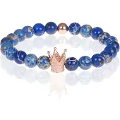 Memphis heren armband Blauwe kralen Rose Kroon
