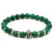 Memphis Kralen heren armband groen natuursteen Spartan Helmet