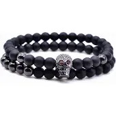 Memphis kralen armband Agaat Skull Black
