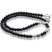 Memphis kralen ketting Onyx Zwart Grijs - 45cm