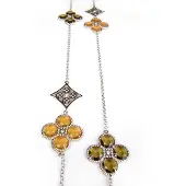 Sophie Lange zilveren collier halsketting Model Sugary Sweetness gezet met bruine stenen