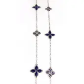 Sophie Lange zilveren collier halssnoer Model Refined Repitition gezet met blauwe stenen