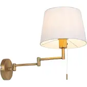 QAZQA Wandlamp brons met witte kap en verstelbare arm - Ladas Deluxe