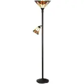 Clayre & Eef Tiffany vloerlamp, beige, metaal, Ø 30 cm, hoogte 178 cm