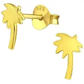 Montebello Oorbellen Aliz Gold - 925 Zilver Verguld - Palm - 5x8mm