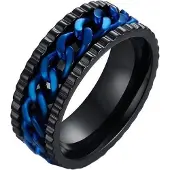 LGT JWLS LGT Jewels edelstaal heren ring Cuban Link Zwart Blauw-17mm