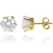 LGT JWLS LGT Jewels Stud oorbellen Edelstaal Goudkleurig Ronde Zirkonia Transparant-6mm