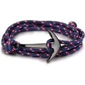LGT JWLS Anker armband zwart met blauw polyester koord