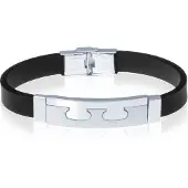 LGT JWLS Siliconen heren armband RVS Element Zwart Zilver