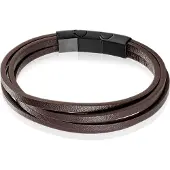 Mendes Heren armband Leer Edelstaal Verstelbaar Bruin