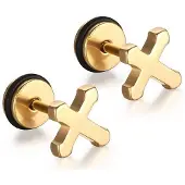 Mendes Cross Stud oorbellen edelstaal Goud