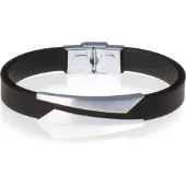 LGT JWLS Zwarte Siliconen armband RVS Element Zilver
