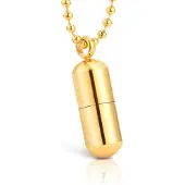 LGT JWLS LGT Jewels heren ketting Edelstaal Pill Case Goudkleurig