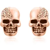 Mendes Skull Stud oorbellen Edelstaal Kristal Rosegoudkleurig