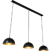 QAZQA Industriële hanglamp zwart met goud 3-lichts - Magnax