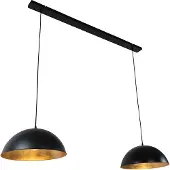 QAZQA Industriële hanglamp zwart met goud 2-lichts - Magnax