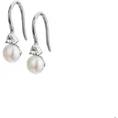 Trendjuwelier huiscollectie TFT Oorhangers Franse Haak Parel En Zirkonia Zilver Gerhodineerd Glanzend