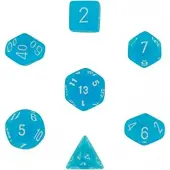 Chessex Frosted Caribbean Blue/White Polydice (7)
