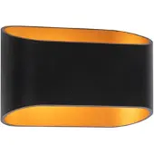 QAZQA Moderne wandlamp zwart met gouden binnenkant ovaal - Alone