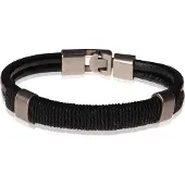 LGT JWLS LGT Jewels heren armband Leer Touw Zwart- 20.5cm