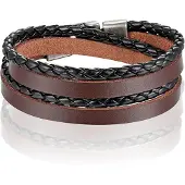 LGT JWLS Leren Wrap armband LGT Jewels Gevlochten leer Bruin Zwart