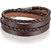 LGT JWLS Leren Wrap armband LGT Jewels Gevlochten leer Bruin