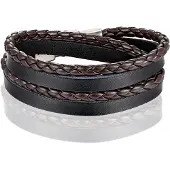 LGT JWLS Leren Wrap armband LGT Jewels Gevlochten leer Zwart Bruin