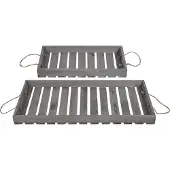 Excellent houseware houten dienblad 39/60 cm grijs 2 stuks