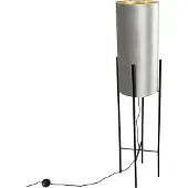 QAZQA Design vloerlamp zwart velours kap taupe met goud - Rich