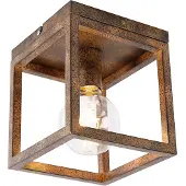 QAZQA Industriële plafondlamp roestbruin - Cage